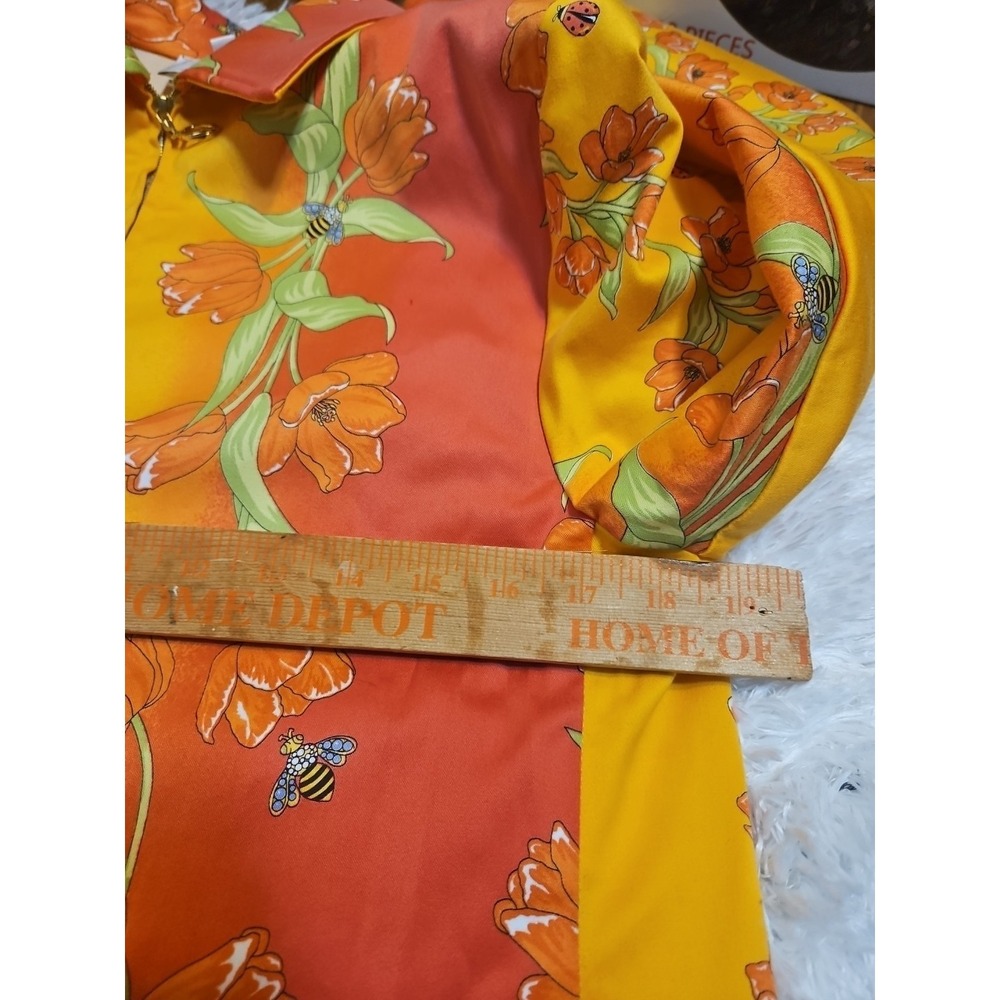 St John Sport Womens Jacket SZ Small Orange Butterfly Floral - Picture 4 of 9